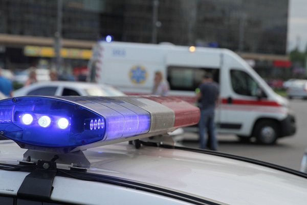 Blue lights police car